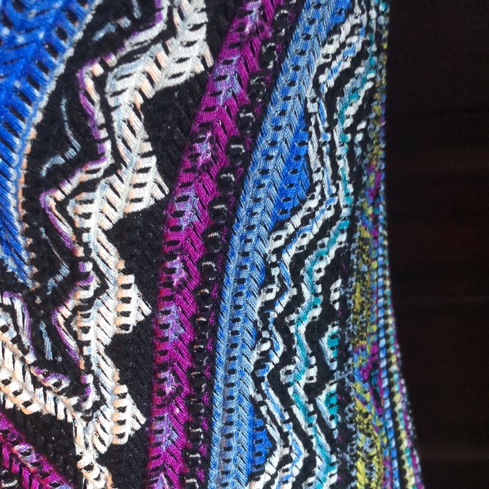 Cache maxi empire waist dress. lined, stretchy/size L/diagonal woven chevron - Picture 8 of 12